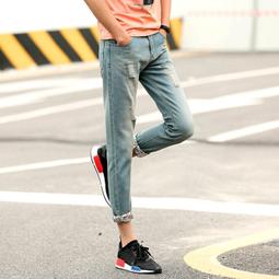 春秋季男式牛仔褲韓版時尚小腳男士褲子百搭時尚修身長褲 Y509 歷史價格詳細信息