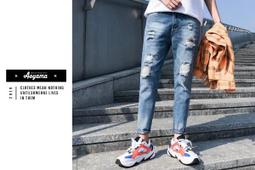 [青山AOYAMA]牛仔褲 仿舊潑漆破壞彈力牛仔褲【E6008】 歷史價格詳細信息