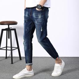 春夏九分男士牛仔彈力小腳修身韓版9分男子 Y721 歷史價格詳細信息