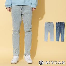 【OBIYUAN】牛仔褲 韓國 高品質 彈性 仿舊 水洗 破壞 單寧 長褲【GJ6103】 歷史價格詳細信息