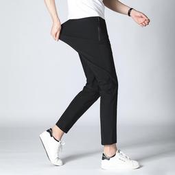 夏季薄款休閒褲男直筒修身彈力純色青年夏天2022新款男長褲子 歷史價格詳細信息