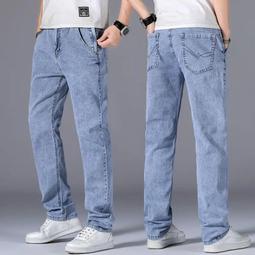 哆啦口袋 牛仔褲 休閒褲男 工作褲 男式牛仔褲 夏季薄款牛仔褲 男寬松直筒新款潮流百搭彈力休閑男士長褲子 歷史價格詳細信息