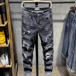 新款破洞褲男生 牛仔褲男 男士牛仔褲 刷破刷白牛仔褲 牛仔長褲子 中腰直筒牛仔褲 工裝褲 工作褲 時尚休閒大碼丹寧牛仔褲 歷史價格詳細信息