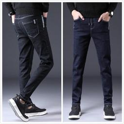 黑色 藍色可選彈性丹寧牛仔褲 百搭休閒长褲男直筒修身青少年簡約 潮流男生水洗牛仔褲 日系韓版牛仔九分褲 工作褲 歷史價格詳細信息