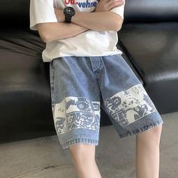 新款牛仔短褲男夏季薄款韓版彈力修身中褲潮流國潮刺繡五分褲 歷史價格詳細信息