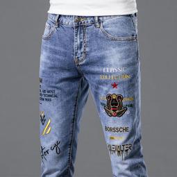 破洞牛仔褲男 牛仔長褲 男士牛仔褲 韓版潮流破洞學生乞丐褲小腳褲 修身長褲子春秋長褲 男生褲子 歷史價格詳細信息