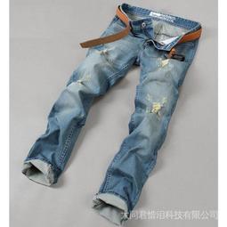 破洞牛仔褲男 2色S-3XL 薄款直筒寬褲 潮流垂墜感長褲 歷史價格詳細信息