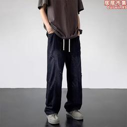 破洞牛仔褲男7分3乞丐褲夏季薄款潮牌寬松直筒七分休閑短褲男-毛毛男裝 歷史價格詳細信息