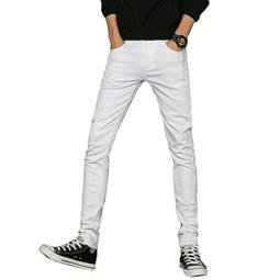 白色牛仔褲 丹寧褲 彈性顯瘦 商務休閒 日系韓版男生褲子 男士長褲 素色長褲 直筒褲 純棉歐美風WG 歷史價格詳細信息