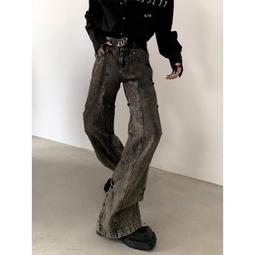 美式復古小眾設計感牛仔褲女夏季高腰直筒寬鬆顯瘦高街闊腿拖地褲 歷史價格詳細信息