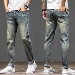 外貿復古牛仔褲 男 直筒懷舊寬鬆彈力韓版修身做舊長褲 歷史價格詳細信息