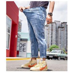 破洞牛仔褲男潮牌夏季薄款彈力修身小腳褲韓版潮流休閑九分褲子男 歷史價格詳細信息