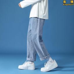 男士春夏薄款牛仔褲直筒寬鬆休閒長褲男褲中年爸爸高腰彈力褲子男 歷史價格詳細信息