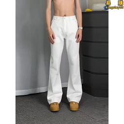 白色美式牛仔褲男高街褲子高級感穿搭直筒微喇褲 歷史價格詳細信息
