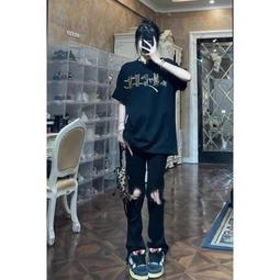 【現貨熱銷】黑色破洞牛仔褲男春秋高街設計感拉鏈直筒褲美式潮牌大碼拖地長褲 歷史價格詳細信息