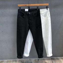 彈性牛仔褲 修身小腳窄管 單寧褲 時尚百搭休閒褲 日系韓版休閒長褲 耐磨透氣男生工作褲子 黑褲 白色牛仔褲 男生衣著 歷史價格詳細信息