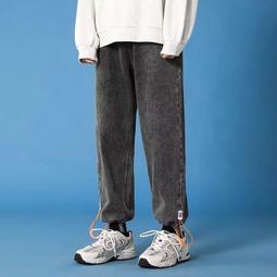 《愛網購》~FE16597~束腳牛仔褲男士春夏季新款港風寬鬆抽繩高街潮流時尚長褲男性褲子個性男裝休閒服飾 價格比較,價格查詢,歷史價格詳細信息