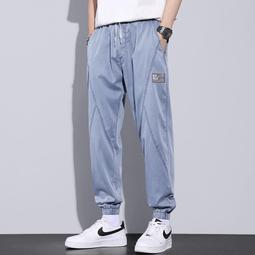 《愛網購》~FE16702~秋季牛仔長褲子男士新款鬆緊腰薄款顯高修身小腳型休閒褲男性褲子個性男裝休閒服飾 歷史價格詳細信息