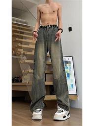 夏季pants子男百搭黑色女男美式寬松直筒高街復古休閑牛仔pantsins潮流 歷史價格詳細信息