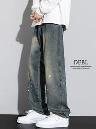 水洗美式寬松直筒復古牛仔pants春秋夏季男士闊腿休閑工裝青少年潮 歷史價格詳細信息