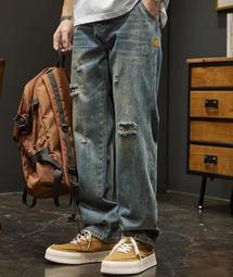 水洗美式寬松直筒復古牛仔pants春秋夏季男士闊腿休閑工裝青少年潮 歷史價格詳細信息