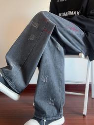 牛仔pants男美式高街復古水洗褶皺拼接傘兵pants男士春秋款寬松直筒pants子 歷史價格詳細信息