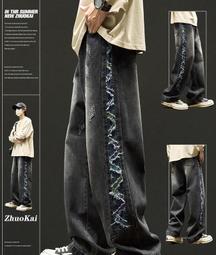 潮牌痞帥炸街pants子男款美式高街火焰黃泥直筒牛仔pants夏季薄款微喇pants 歷史價格詳細信息