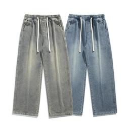 2024春季新款男士水洗高彈力日系清新寬鬆直筒闊腿休閒牛仔 歷史價格詳細信息