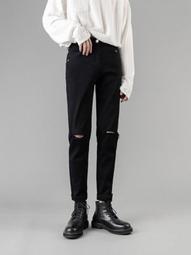 【現貨熱銷】黑色破洞牛仔褲男春秋高街設計感拉鏈直筒褲美式潮牌大碼拖地長褲 歷史價格詳細信息