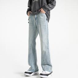 加絨直筒牛仔褲男秋冬季復古微喇叭褲子男美式高街vibe顯瘦拉鍊長褲 歷史價格詳細信息