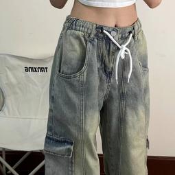 復古黃泥染牛仔pants男士秋季美式高街寬松直筒休閑Vibe闊腿pants子男生 歷史價格詳細信息