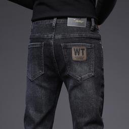 彈力加絨牛仔褲男 丹寧牛仔 直筒寬鬆大尺碼長褲 工作褲 中年冬季厚款高腰褲 彈力長褲男工裝褲 防風防寒男生長褲 歷史價格詳細信息