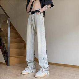 美式高街牛仔ｋ男女款夏季港風ins學生高級感直寬松闊腿感長ｋ子 歷史價格詳細信息