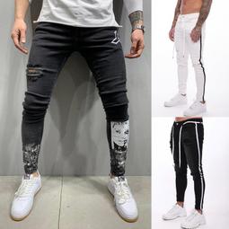 男士牛仔褲休閒修身牛仔褲男彈力緊身牛仔褲破洞牛仔長褲 歷史價格詳細信息