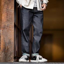 馬登工裝13.5oz美式彩棉牛仔褲白邊赤耳中腰直筒原牛長褲子男秋 歷史價格詳細信息