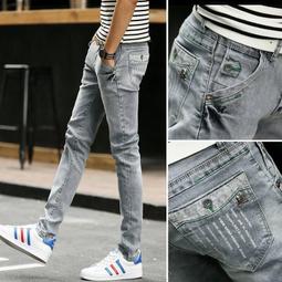 彈力 顯腰身 刺繡 牛仔褲 男  棉質 舒適 印花牛仔褲 韓版緊身窄管褲 秋季黑色直筒褲子男 歷史價格詳細信息