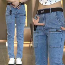 六兜男士牛仔褲 春夏季超彈直筒寬鬆彈力拉鍊褲多口袋工裝褲男耐磨褲 歷史價格詳細信息