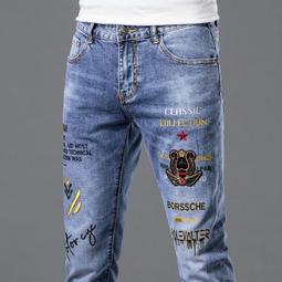 破洞牛仔褲男 牛仔長褲 男士牛仔褲 韓版潮流破洞學生乞丐褲小腳褲 修身長褲子春秋長褲 男生褲子 歷史價格詳細信息