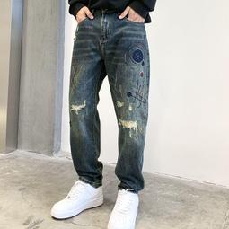 【現貨速發】See you高端牛仔褲男秋冬新款寬松顯瘦哈倫褲漸變層水洗繡花窄腳男士長褲 歷史價格詳細信息