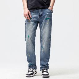 【現貨速發】See you潮牌美式油漆點微錐牛仔褲男寬松直筒潑墨個性高街水洗春秋季百搭 價格比較,價格查詢,歷史價格詳細信息