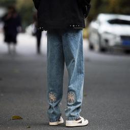 【現貨速發】美式復古漸變水洗潑墨牛仔褲男款春季高級感寬松直筒潮牌長褲子男 歷史價格詳細信息