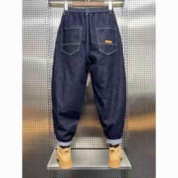 春秋新款男士藍色水洗直筒牛仔國潮純色休閑寬松大碼長子 歷史價格詳細信息