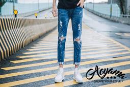 [青山AOYAMA]牛仔褲 仿舊潑漆破壞彈力牛仔褲【E6008】 歷史價格詳細信息
