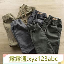 工裝褲  立體剪裁緊身九分褲男日系復古做舊工裝休閒彈力靴褲抽繩束口褲男 歷史價格詳細信息