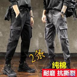 工裝褲男 純棉厚款工作褲 多口袋 抽繩束腰 寬鬆闊腿褲 春秋季潮牌痞帥直筒休閒褲韓版潮流ins長褲子 男生衣著 歷史價格詳細信息