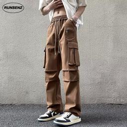 多口袋工作褲 工裝褲 寬鬆直筒休閒長褲 側口袋直筒褲 休閒褲 布褲棉褲 軍褲 港風潮牌 街頭潮流 日系復古 歷史價格詳細信息