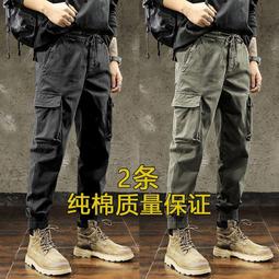 戰術褲 工裝褲 美式休閑加絨工裝褲男秋冬款寬松束腳褲男士彈力直筒秋季長褲子男  大臉貓~ 歷史價格詳細信息