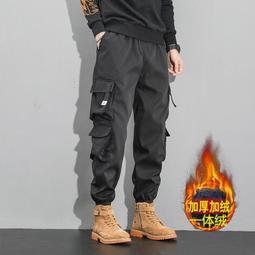 加絨多口袋工裝褲男秋冬韓版寬松潮流百搭休閑長褲直筒束腳運動褲 歷史價格詳細信息