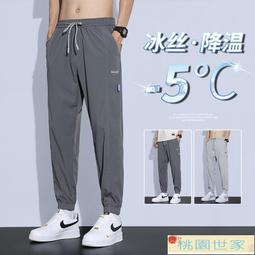 休閑褲男夏季薄款寬松束腳抽繩九分褲潮牌冰絲速幹垂感運動長褲子 歷史價格詳細信息