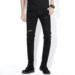 彈力牛仔褲 破褲男生 長褲 休閒褲男 工作褲 百搭休閒长褲男 修身潮流男生水洗牛仔窄管褲 韓版 牛仔小腳長褲 歷史價格詳細信息